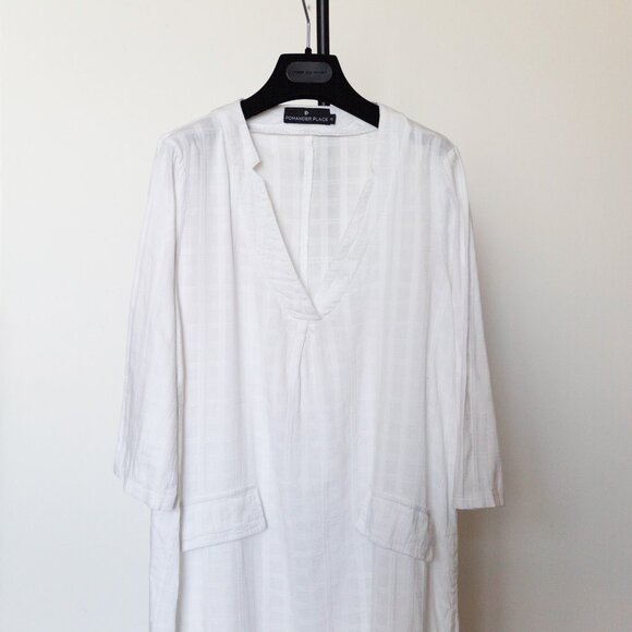 POMANDER PLACE TUCKERNUCK CAROLINA KAFTAN DRESS White Size XS - Picture 3 of 8